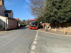 Getting off the bus outside the Hero at Burnham Overy Staithe - morning of Day 3
